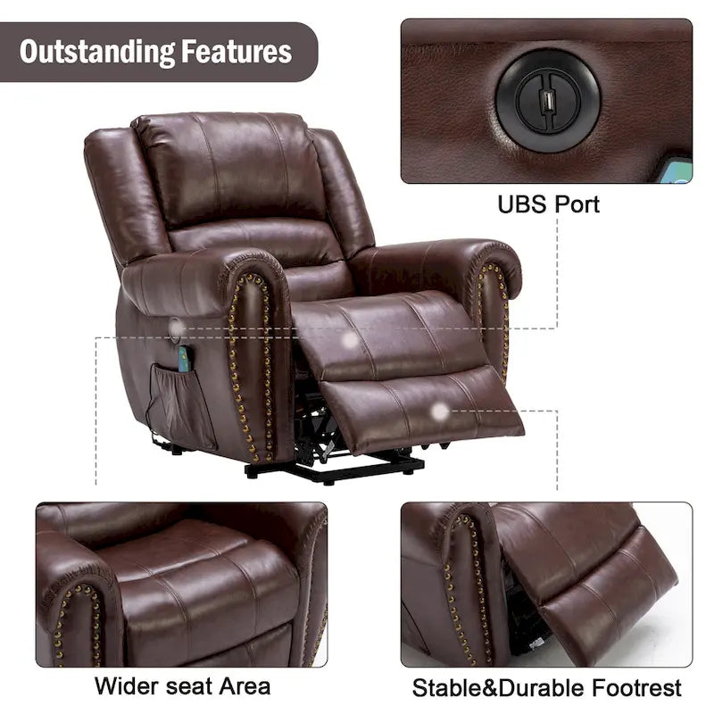 Comfortable Power Lift Recliner Chair with Breathable Fabric, Massage, Heat, and USB Charging Port 21