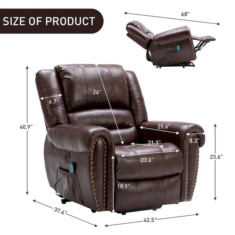 Comfortable Power Lift Recliner Chair with Breathable Fabric, Massage, Heat, and USB Charging Port 27