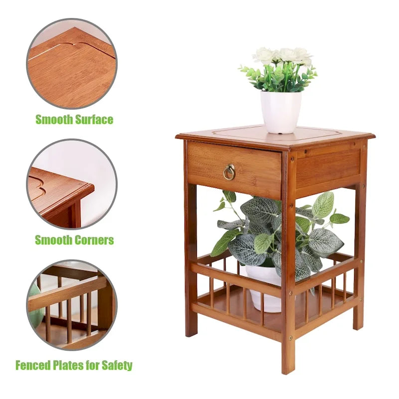 Wooden End Table with Storage Compartment 7