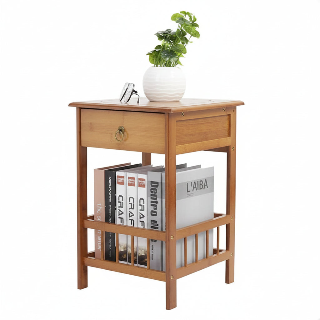 Wooden End Table with Storage Compartment 9