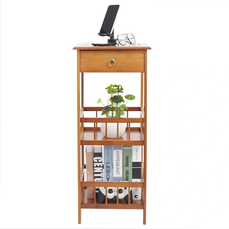 Wooden End Table with Storage Compartment 12