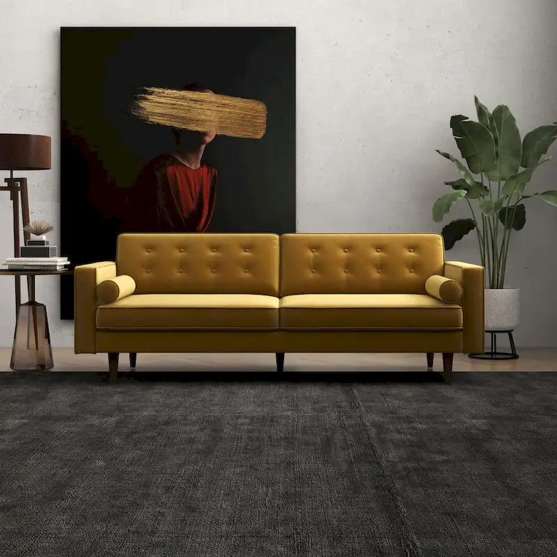 Clayton Velvet Couch in Mid-Century Modern Style - Gold Living Room Furniture 3