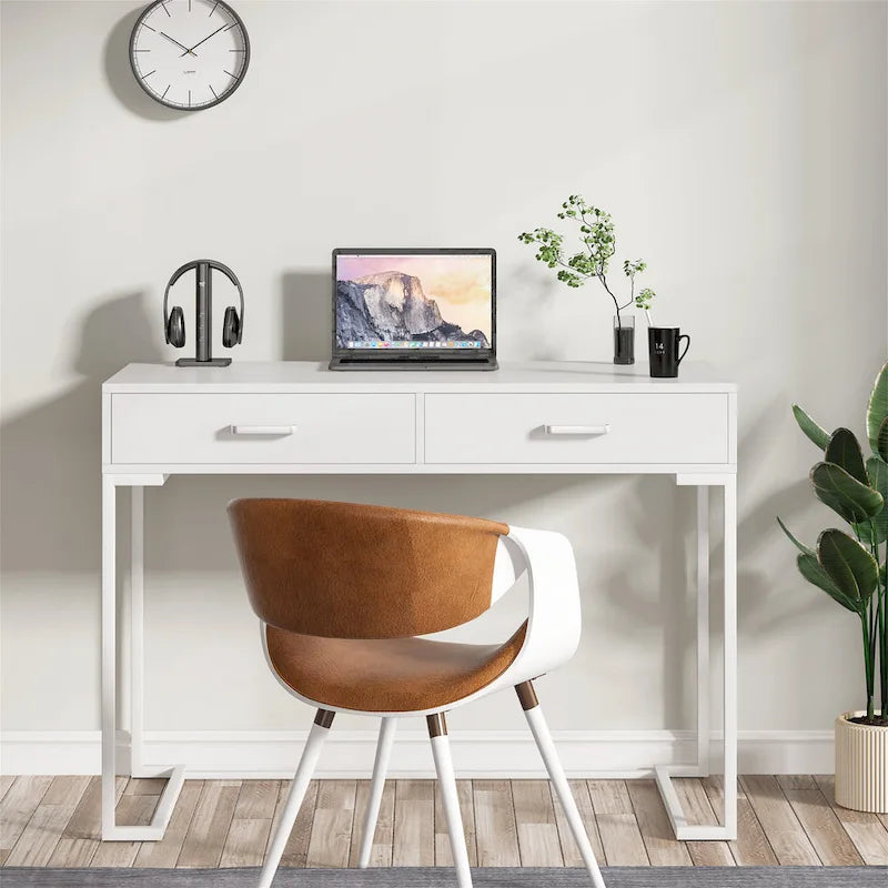 Modern Computer Desk with 2 Drawers - Stylish Study Writing Table with Storage for Home Office 7