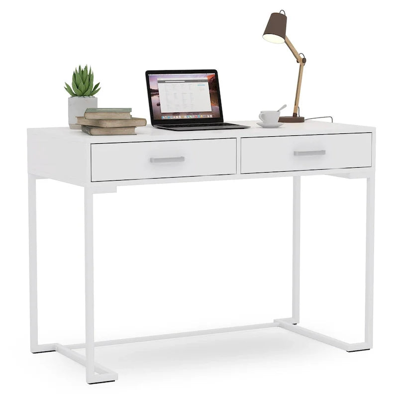 Modern Computer Desk with 2 Drawers - Stylish Study Writing Table with Storage for Home Office 14