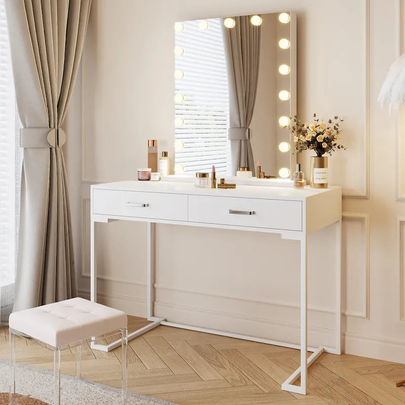 Modern Computer Desk with 2 Drawers - Stylish Study Writing Table with Storage for Home Office 18