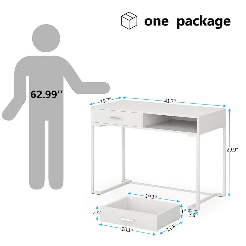 Modern Computer Desk with 2 Drawers - Stylish Study Writing Table with Storage for Home Office 20