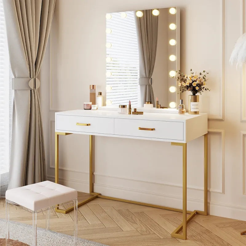 Modern Computer Desk with 2 Drawers - Stylish Study Writing Table with Storage for Home Office 25