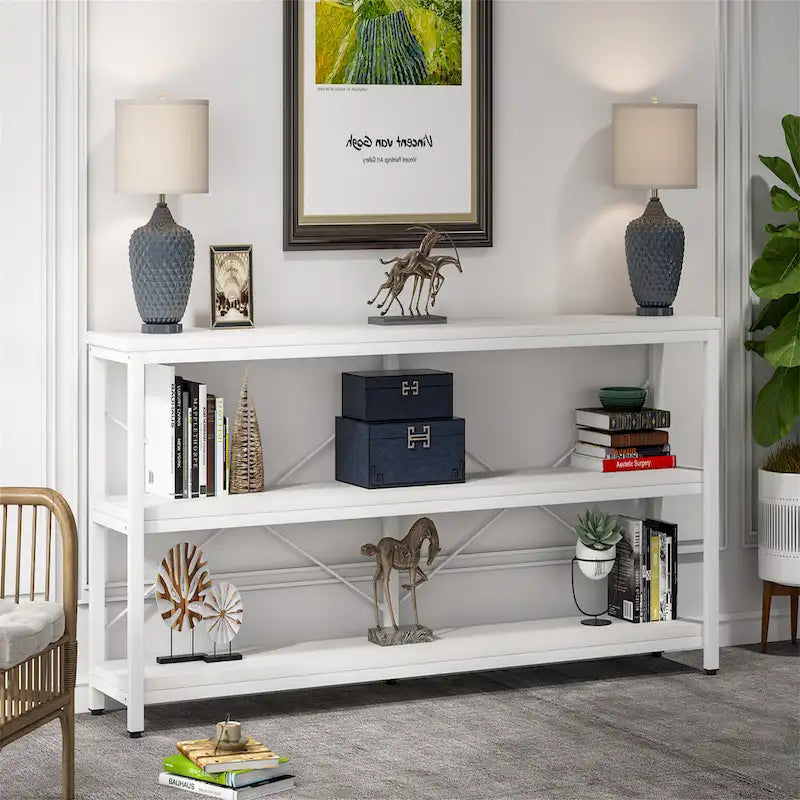 Extended Console Sofa Table with Metal Frame for Entryway - 3-Tier TV Stand 19