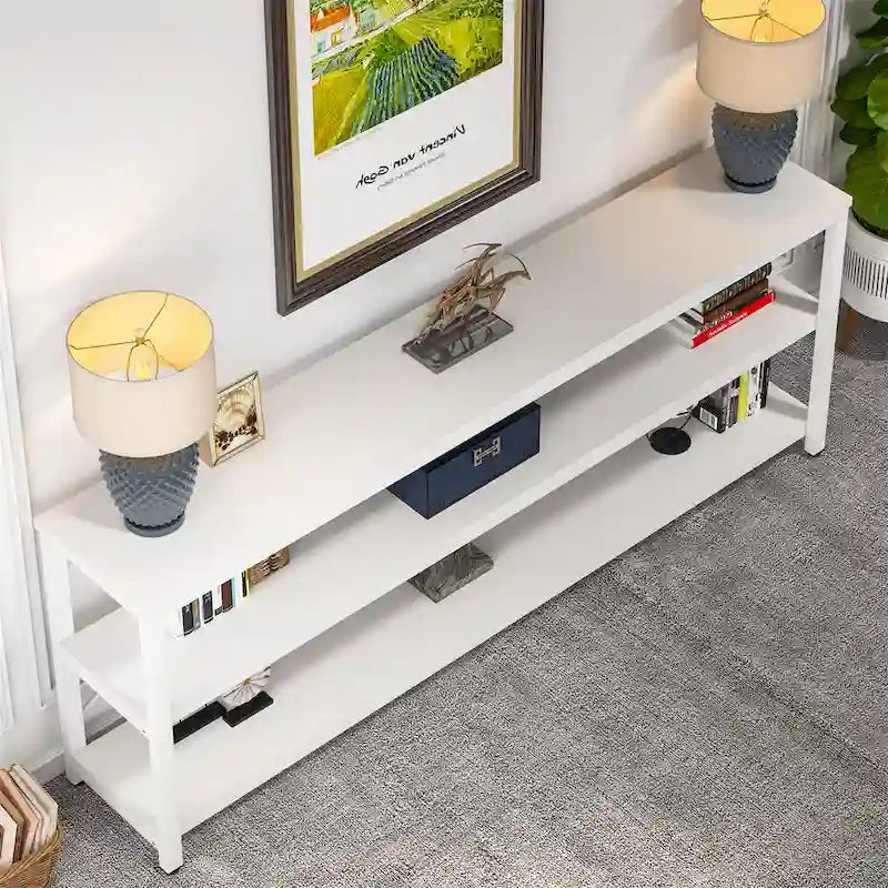 Extended Console Sofa Table with Metal Frame for Entryway - 3-Tier TV Stand 20