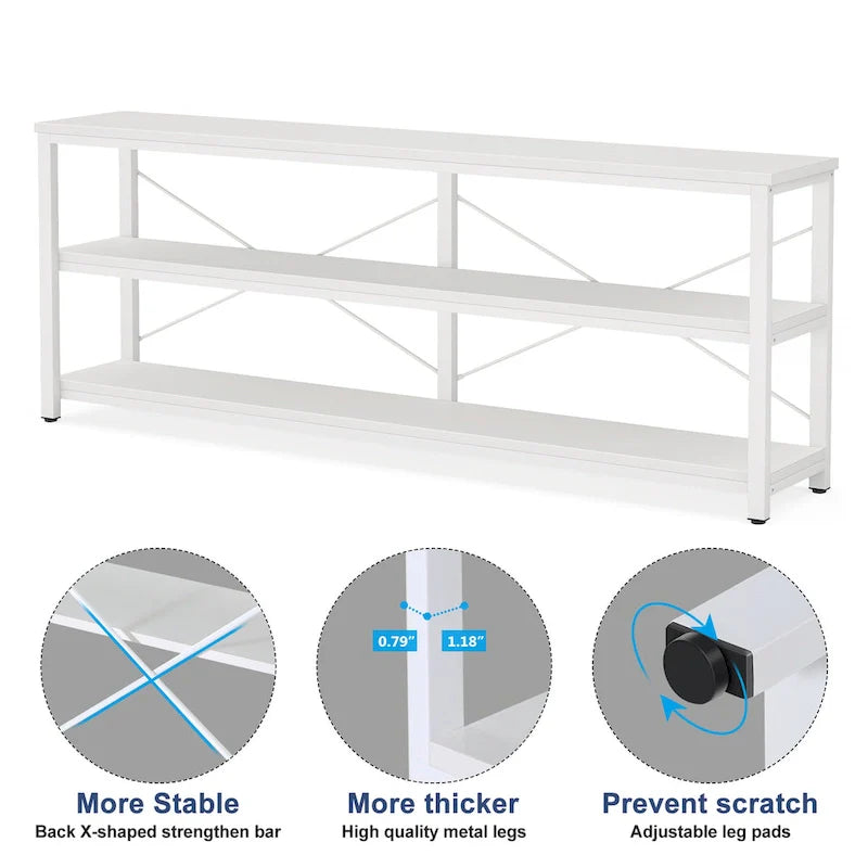 Extended Console Sofa Table with Metal Frame for Entryway - 3-Tier TV Stand 21