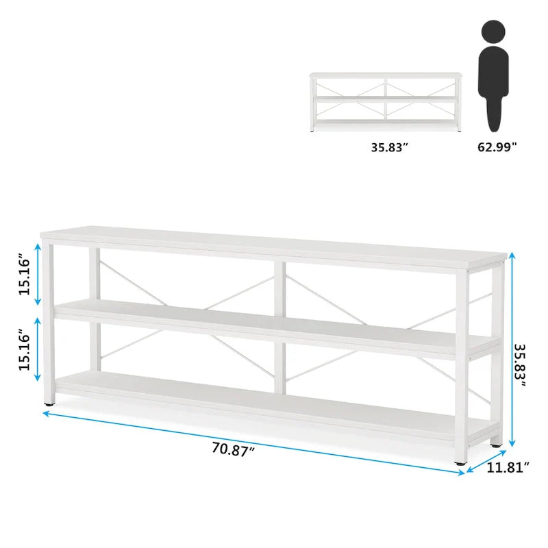 Extended Console Sofa Table with Metal Frame for Entryway - 3-Tier TV Stand 22
