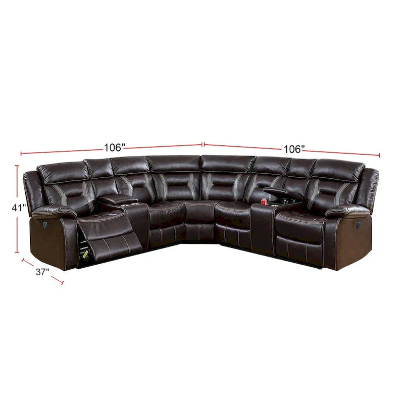 Power Motion Sectional in Gel Leatherette with USB Charging Port 3