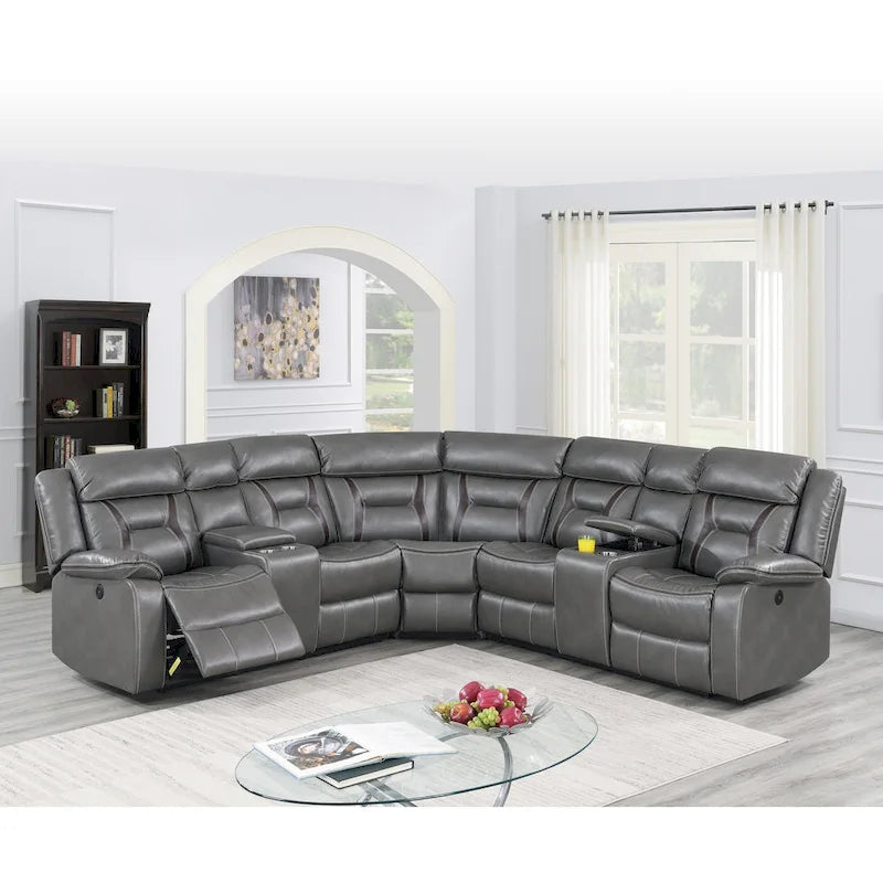 Power Motion Sectional in Gel Leatherette with USB Charging Port 6