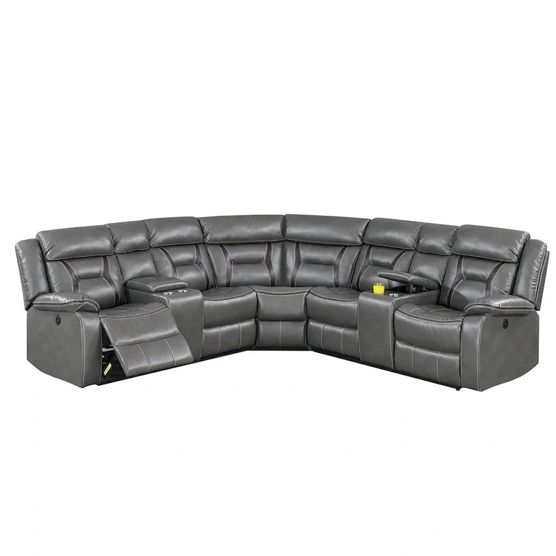 Power Motion Sectional in Gel Leatherette with USB Charging Port 7