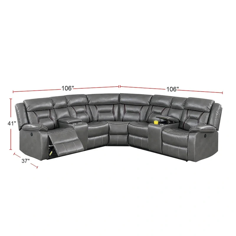 Power Motion Sectional in Gel Leatherette with USB Charging Port 8