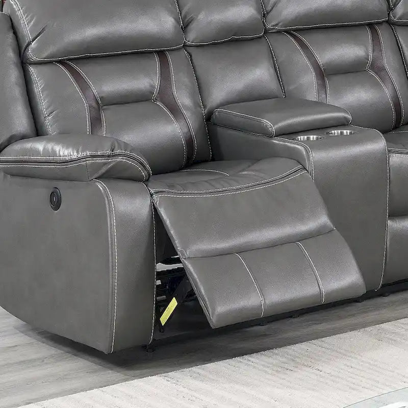 Power Motion Sectional in Gel Leatherette with USB Charging Port 9