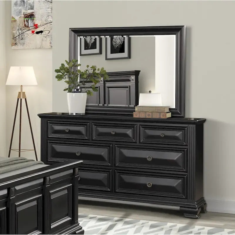 Roundhill Furniture Renova Vintage Black Wooden Bedroom Collection 8