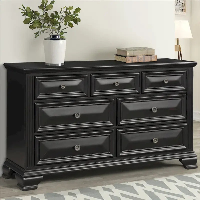 Roundhill Furniture Renova Vintage Black Wooden Bedroom Collection 23