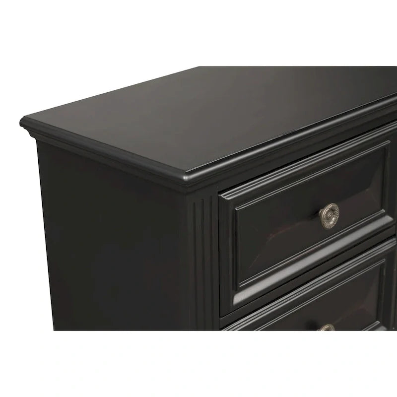 Roundhill Furniture Renova Vintage Black Wooden Bedroom Collection 24
