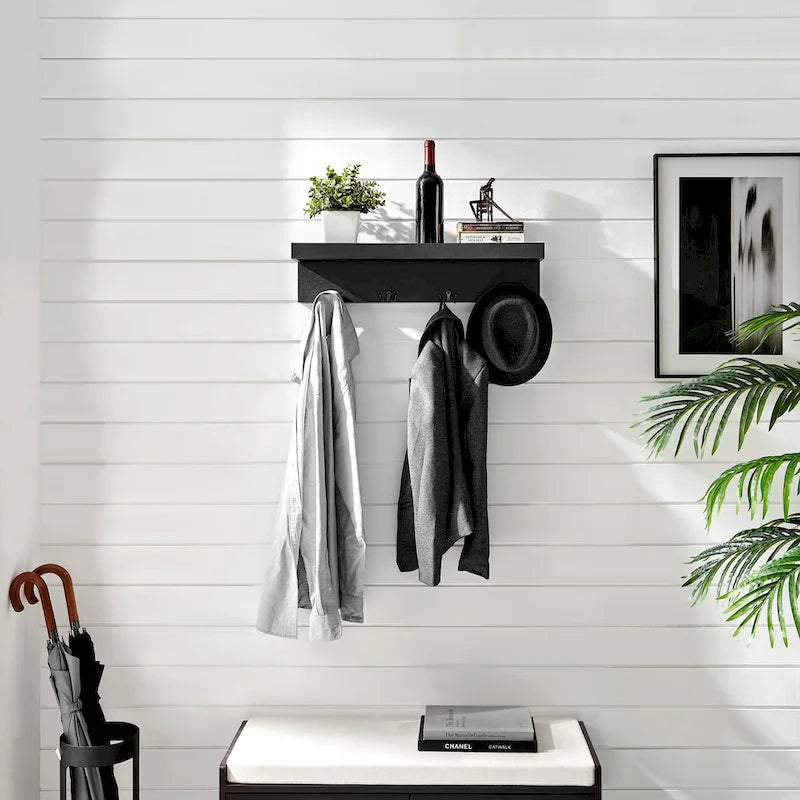 Danya B. Wall-Mounted Coat Rack with Decorative Ledge Shelf and Hooks for Entryway 2