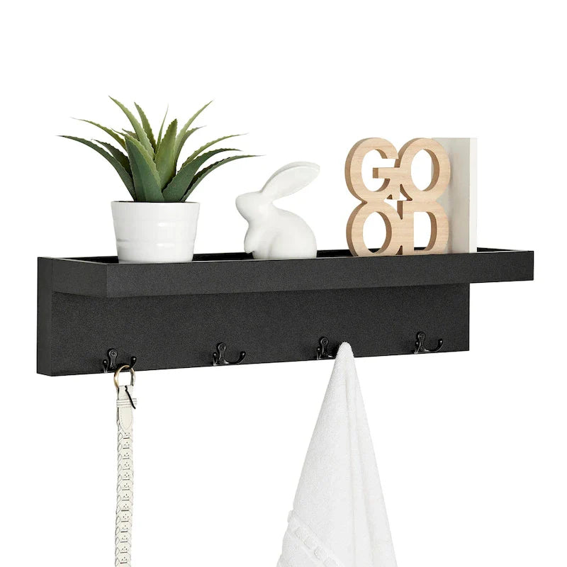 Danya B. Wall-Mounted Coat Rack with Decorative Ledge Shelf and Hooks for Entryway 3