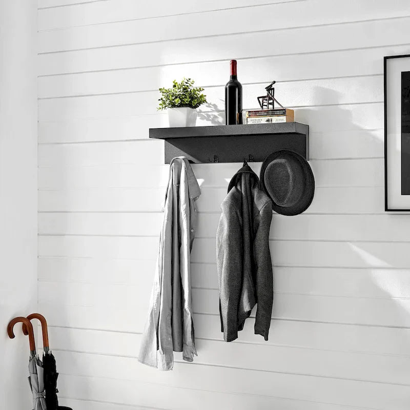 Danya B. Wall-Mounted Coat Rack with Decorative Ledge Shelf and Hooks for Entryway 6