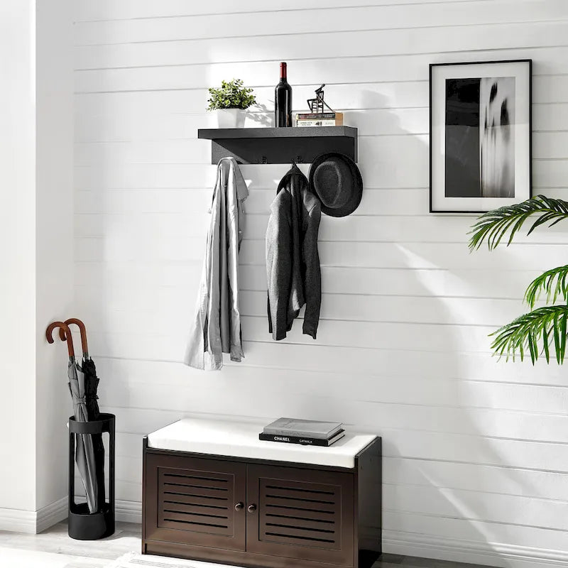 Danya B. Wall-Mounted Coat Rack with Decorative Ledge Shelf and Hooks for Entryway 7