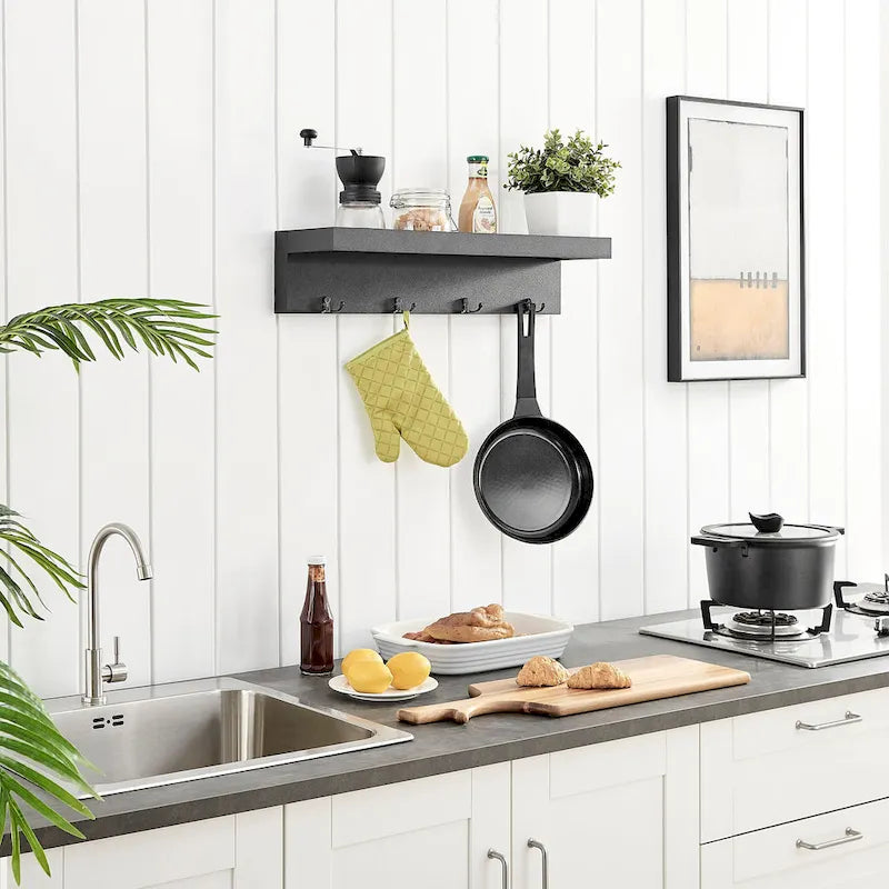 Danya B. Wall-Mounted Coat Rack with Decorative Ledge Shelf and Hooks for Entryway 8
