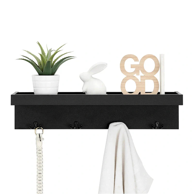 Danya B. Wall-Mounted Coat Rack with Decorative Ledge Shelf and Hooks for Entryway 11