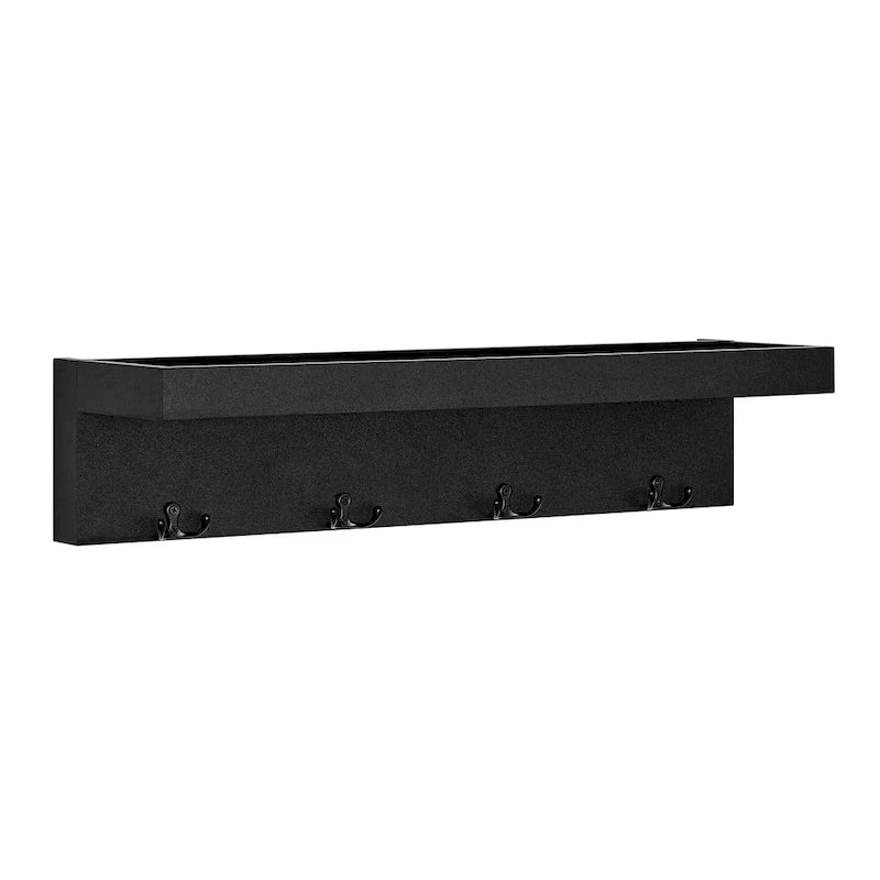 Danya B. Wall-Mounted Coat Rack with Decorative Ledge Shelf and Hooks for Entryway 12
