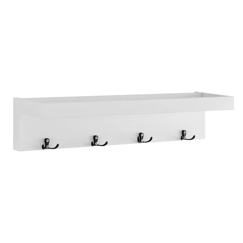 Danya B. Wall-Mounted Coat Rack with Decorative Ledge Shelf and Hooks for Entryway 16