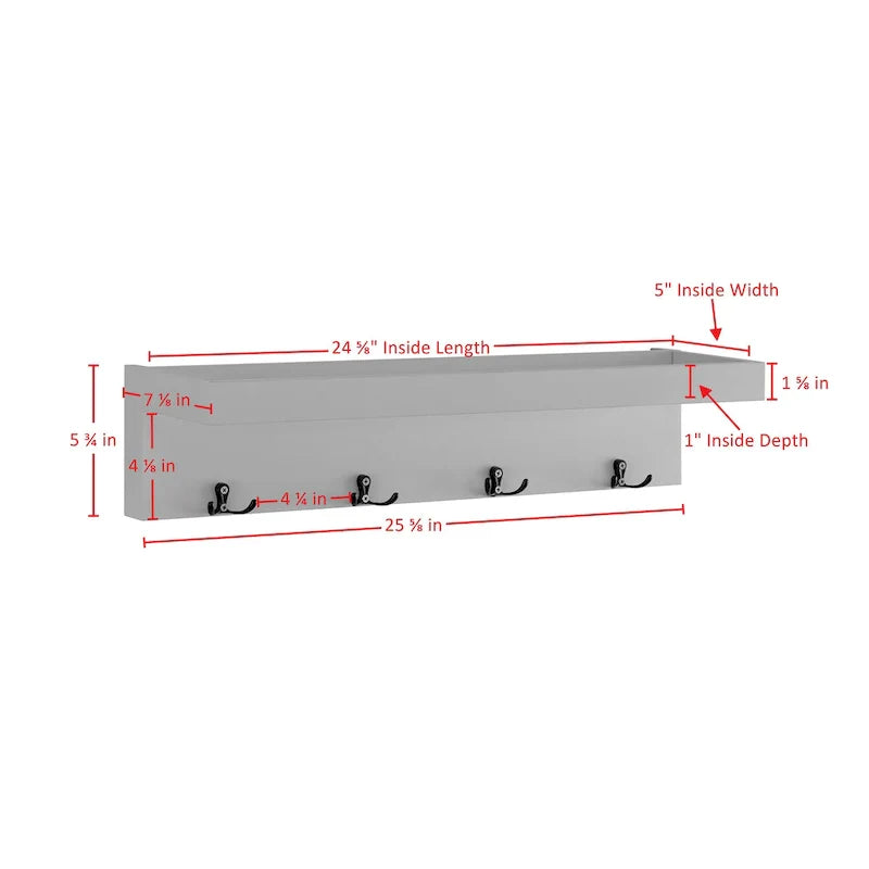 Danya B. Wall-Mounted Coat Rack with Decorative Ledge Shelf and Hooks for Entryway 18
