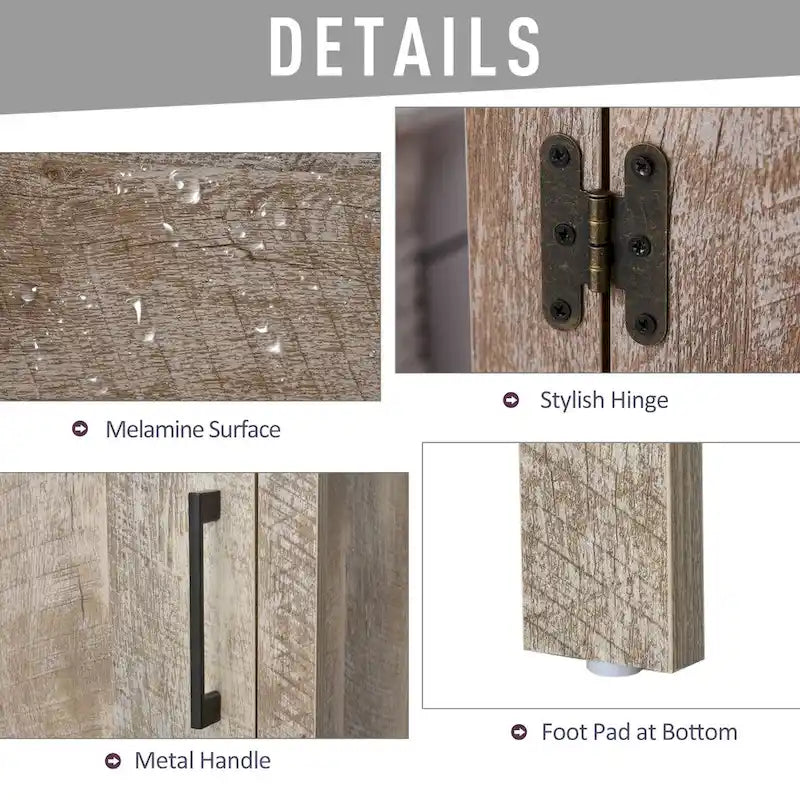 Kleankin Barnwood Bathroom Floor Cabinet with Drawer and Adjustable Shelf - Versatile Storage for Entryway or Living Room 5