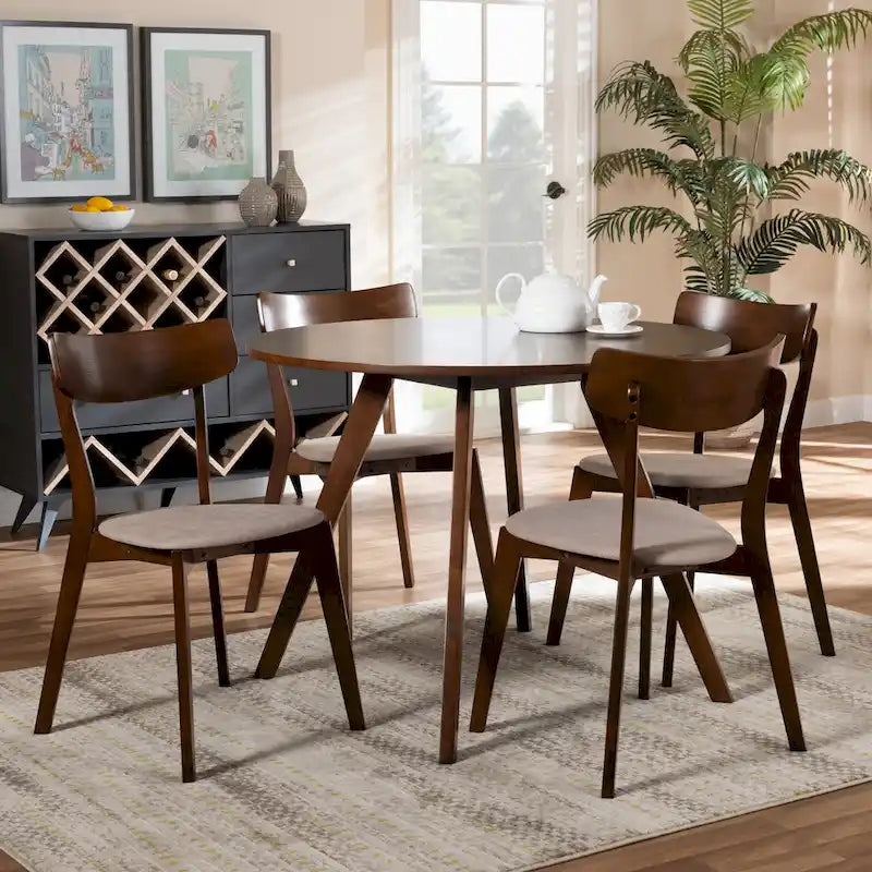 Rika 5-Piece Mid-Century Modern Transitional Dining Set 1