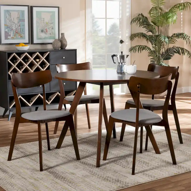 Rika 5-Piece Mid-Century Modern Transitional Dining Set 2