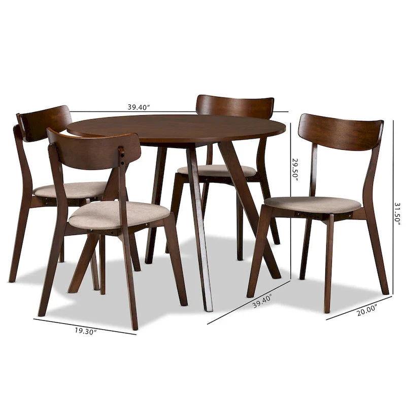 Rika 5-Piece Mid-Century Modern Transitional Dining Set 10