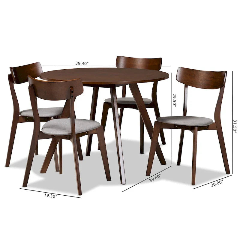 Rika 5-Piece Mid-Century Modern Transitional Dining Set 17
