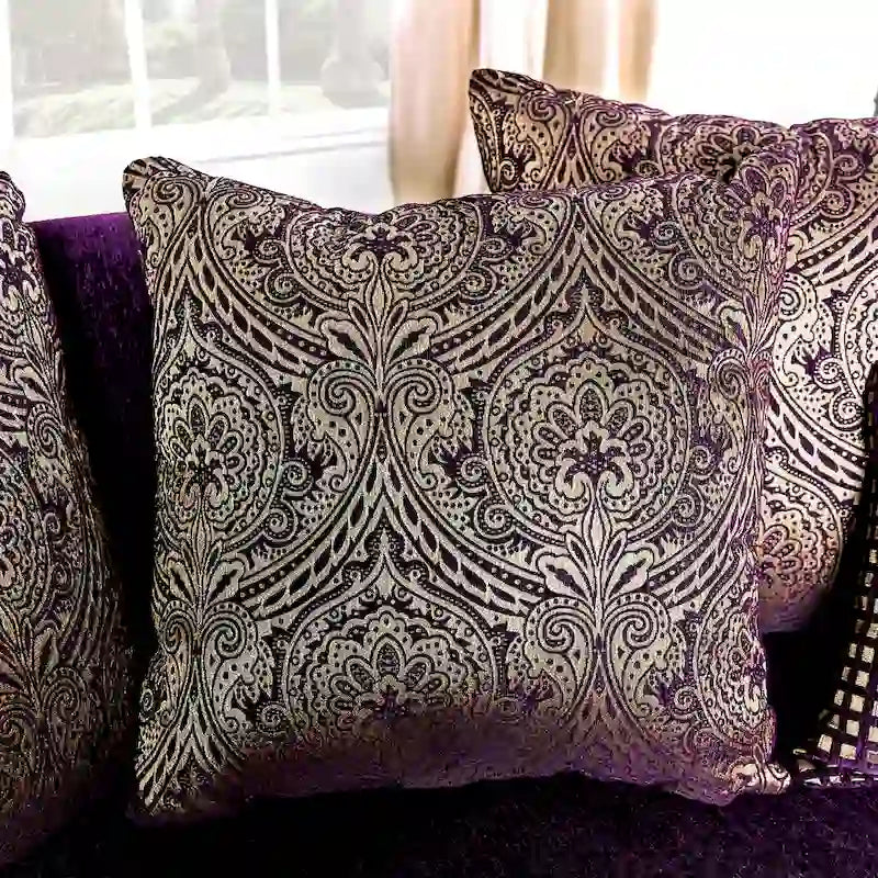 Grendel Classic Purple Chenille Loveseat with Rolled Arms by Furniture of America 3