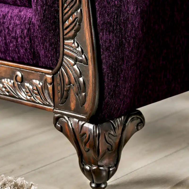 Grendel Classic Purple Chenille Loveseat with Rolled Arms by Furniture of America 5