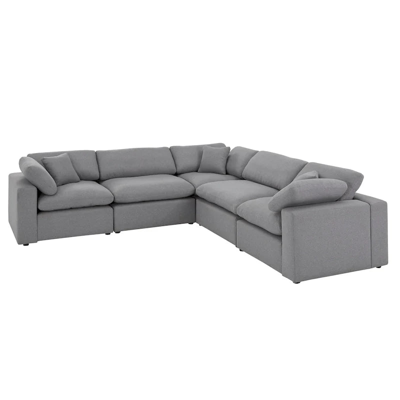 iNSPIRE Q Modern Anka Grey Linen 5-Piece Sectional Sofa 12
