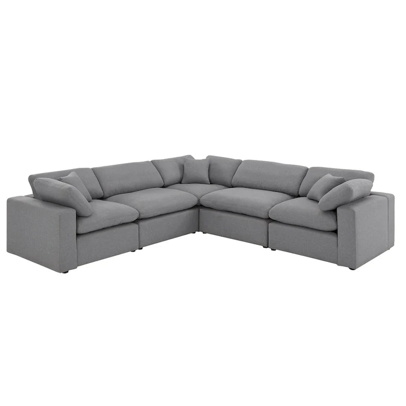 iNSPIRE Q Modern Anka Grey Linen 5-Piece Sectional Sofa 3