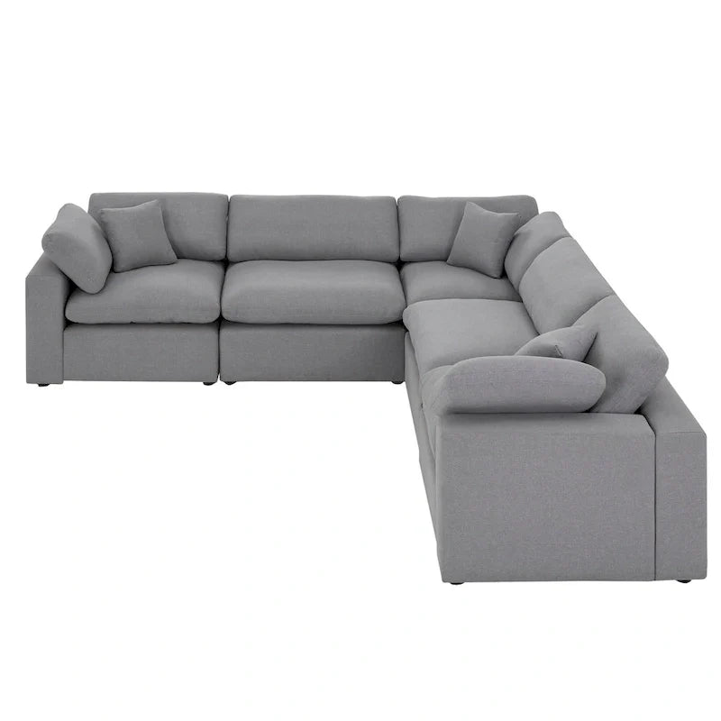 iNSPIRE Q Modern Anka Grey Linen 5-Piece Sectional Sofa 4