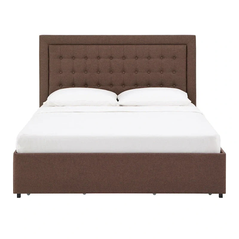 iNSPIRE Q Classic Arlert Tufted Linen Headboard Storage Platform Bed 4