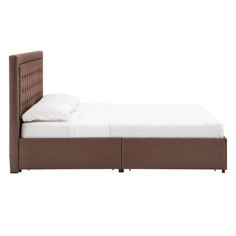 iNSPIRE Q Classic Arlert Tufted Linen Headboard Storage Platform Bed 5