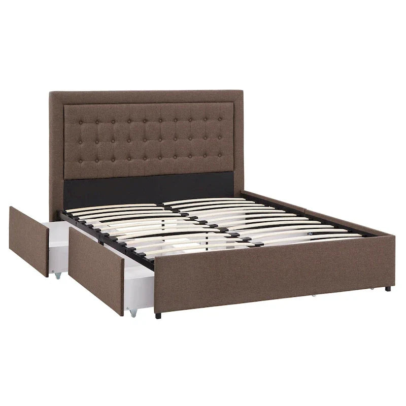 iNSPIRE Q Classic Arlert Tufted Linen Headboard Storage Platform Bed 6