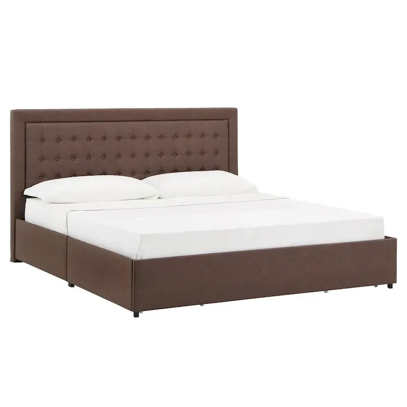iNSPIRE Q Classic Arlert Tufted Linen Headboard Storage Platform Bed 11