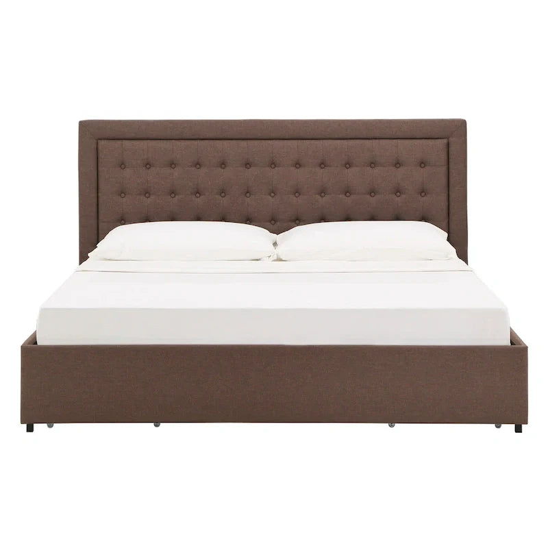 iNSPIRE Q Classic Arlert Tufted Linen Headboard Storage Platform Bed 13