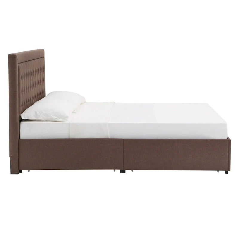 iNSPIRE Q Classic Arlert Tufted Linen Headboard Storage Platform Bed 14