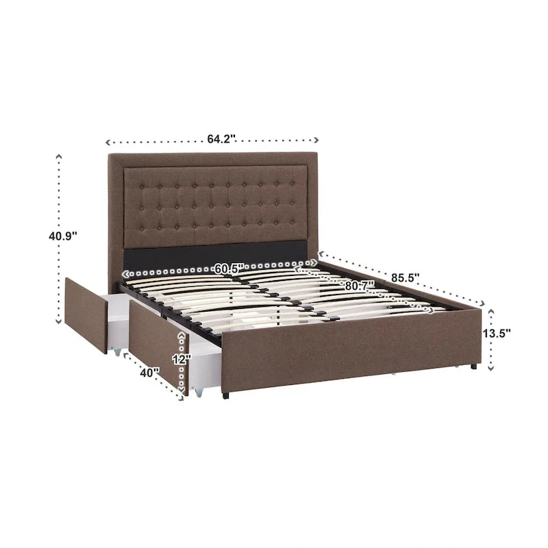 iNSPIRE Q Classic Arlert Tufted Linen Headboard Storage Platform Bed 17