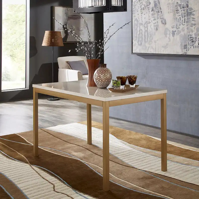 iNSPIRE Q Bold Darcy Gold Dining Table with Faux Marble Top 1